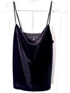 Banana Republic Black Velvet Cowl Neck Spaghetti Strap Tank Top, Size XXS